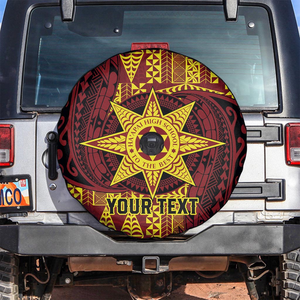 Personalised Tonga Haapai High School Spare Tire Cover Special Kupesi Pattern LT9 Gold - Polynesian Pride
