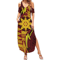 Personalised Tonga Haapai High School Summer Maxi Dress Special Kupesi Pattern LT9 Women Gold - Polynesian Pride