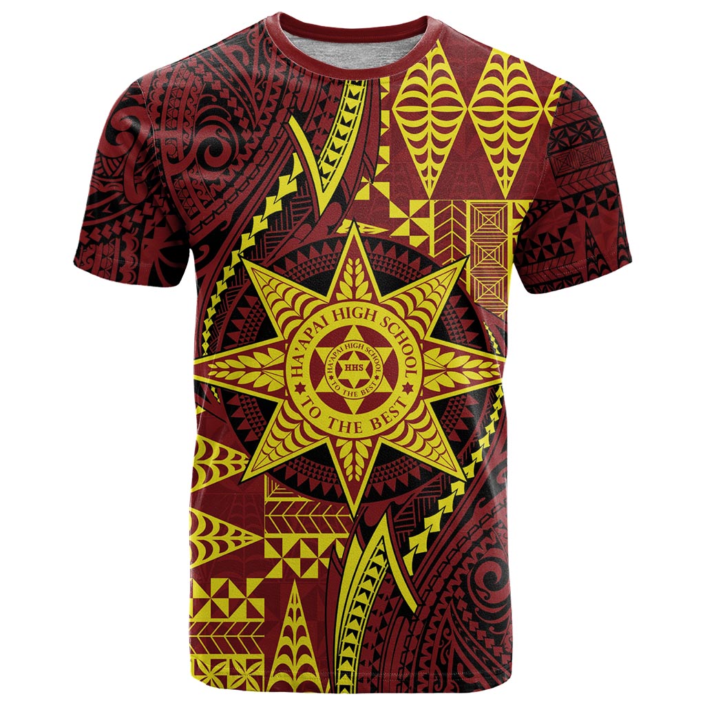 Personalised Tonga Haapai High School T Shirt Special Kupesi Pattern