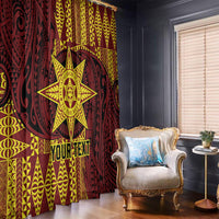 Personalised Tonga Haapai High School Window Curtain Special Kupesi Pattern LT9 - Polynesian Pride