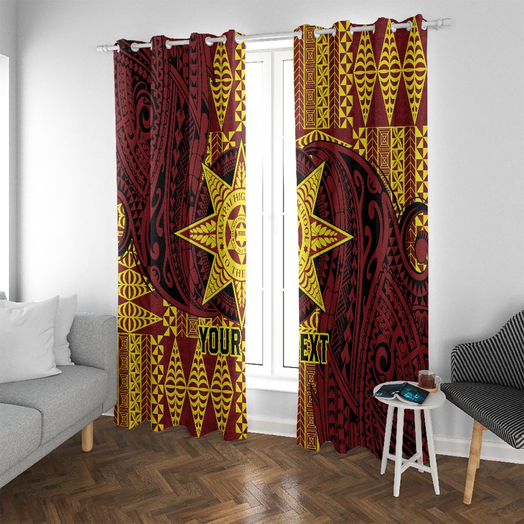 Personalised Tonga Haapai High School Window Curtain Special Kupesi Pattern LT9 With Grommets Gold - Polynesian Pride