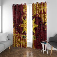 Personalised Tonga Haapai High School Window Curtain Special Kupesi Pattern LT9 With Grommets Gold - Polynesian Pride