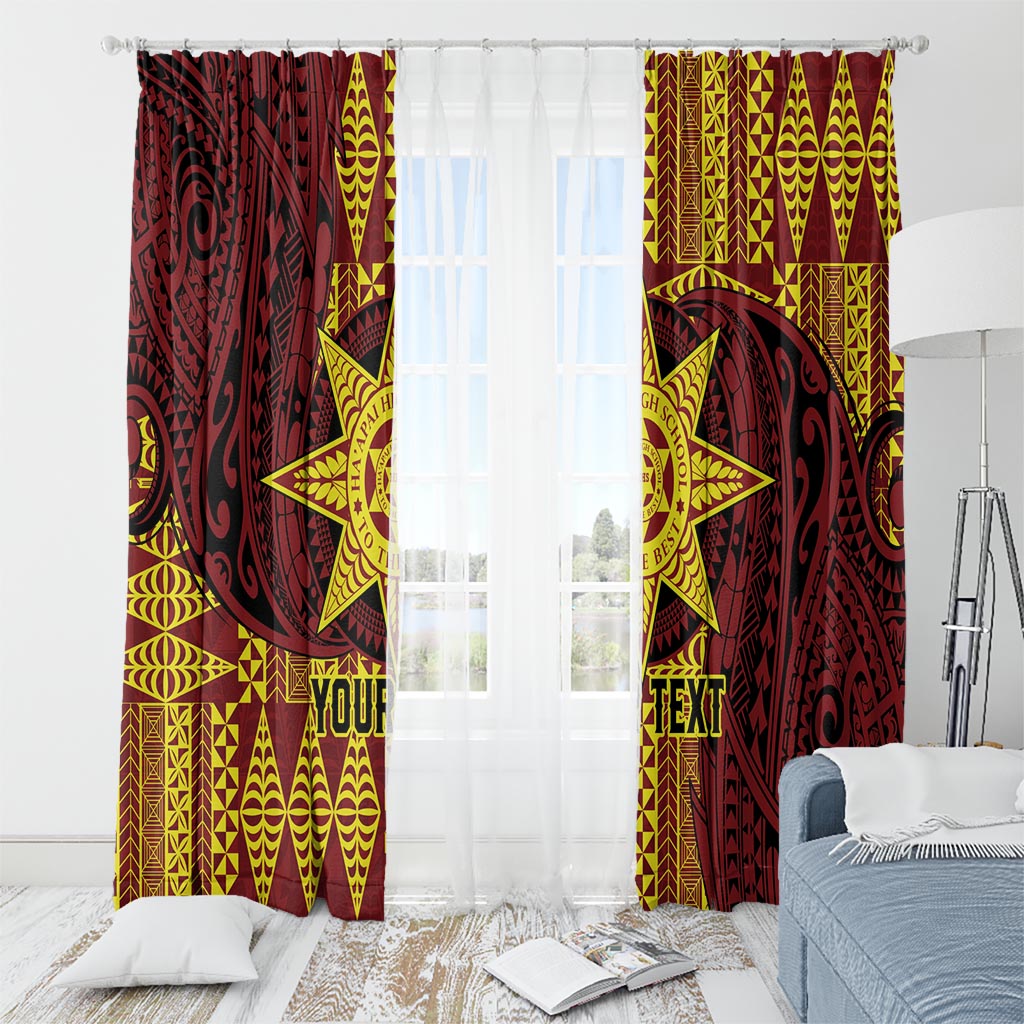 Personalised Tonga Haapai High School Window Curtain Special Kupesi Pattern LT9 - Polynesian Pride