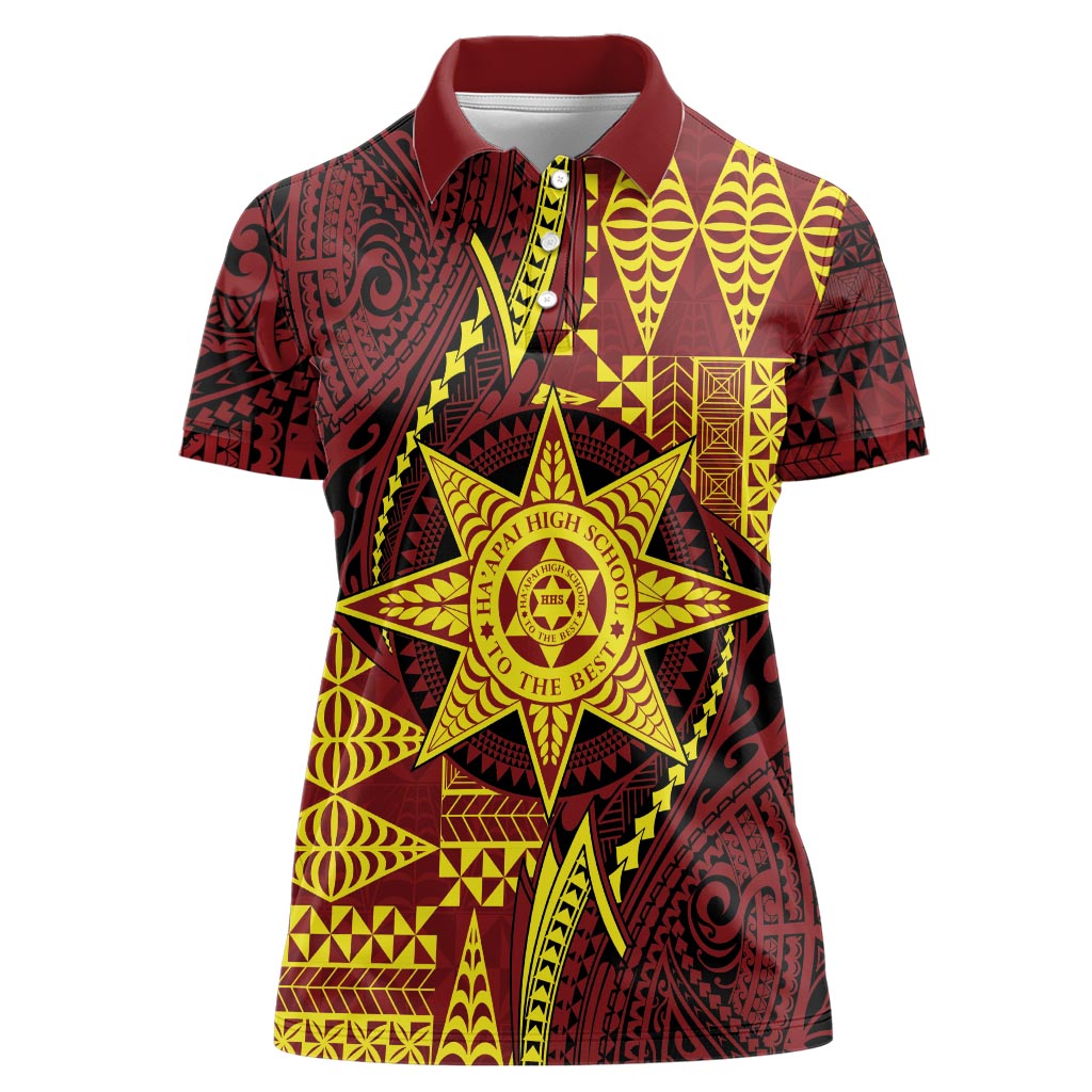 Personalised Tonga Haapai High School Women Polo Shirt Special Kupesi Pattern