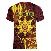 Personalised Tonga Haapai High School Women V-Neck T-Shirt Special Kupesi Pattern LT9 - Polynesian Pride