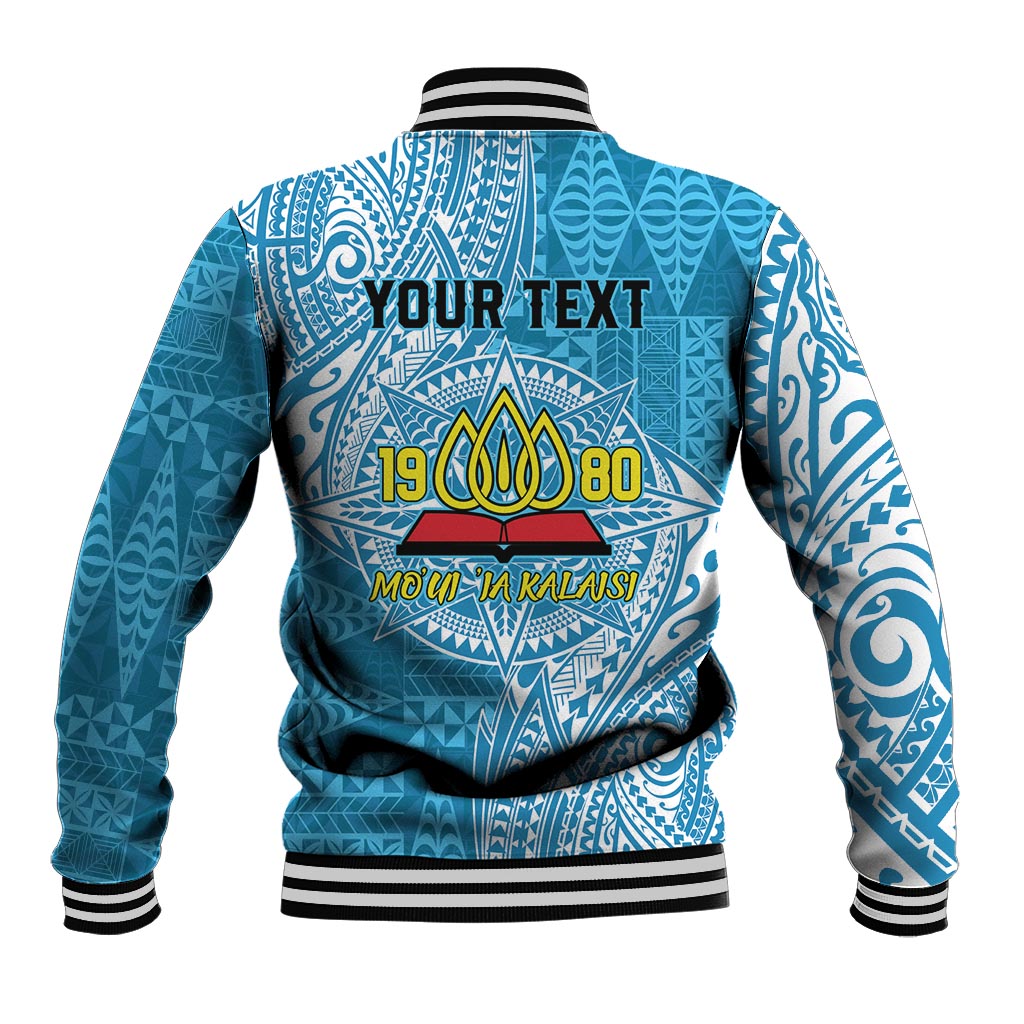 Personalised Tonga Lavengamalie College Baseball Jacket Since 1980 Special Kupesi Pattern LT9 - Polynesian Pride