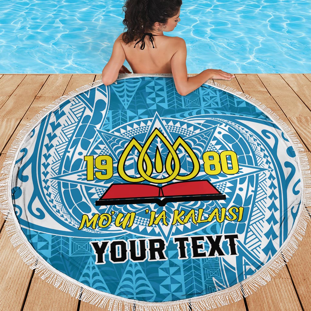 Personalised Tonga Lavengamalie College Beach Blanket Since 1980 Special Kupesi Pattern LT9 - Polynesian Pride