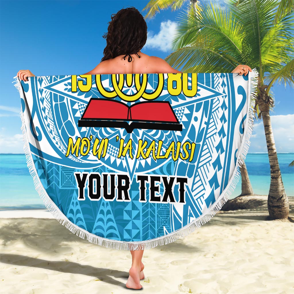 Personalised Tonga Lavengamalie College Beach Blanket Since 1980 Special Kupesi Pattern LT9 - Polynesian Pride