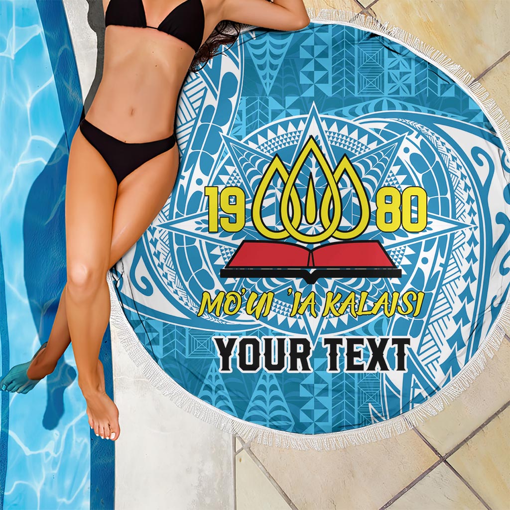 Personalised Tonga Lavengamalie College Beach Blanket Since 1980 Special Kupesi Pattern LT9 - Polynesian Pride