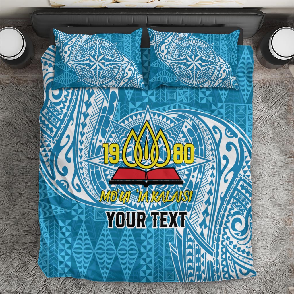Personalised Tonga Lavengamalie College Bedding Set Since 1980 Special Kupesi Pattern LT9 Blue - Polynesian Pride
