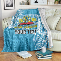 Personalised Tonga Lavengamalie College Blanket Since 1980 Special Kupesi Pattern LT9 Blue - Polynesian Pride