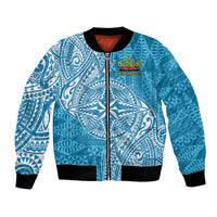 Personalised Tonga Lavengamalie College Bomber Jacket Since 1980 Special Kupesi Pattern LT9 Unisex Blue - Polynesian Pride