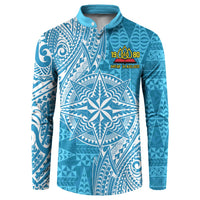 Personalised Tonga Lavengamalie College Button Sweatshirt Since 1980 Special Kupesi Pattern LT9 Blue - Polynesian Pride