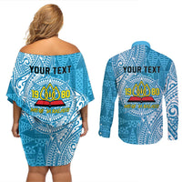 Personalised Tonga Lavengamalie College Couples Matching Off Shoulder Short Dress and Long Sleeve Button Shirt Since 1980 Special Kupesi Pattern