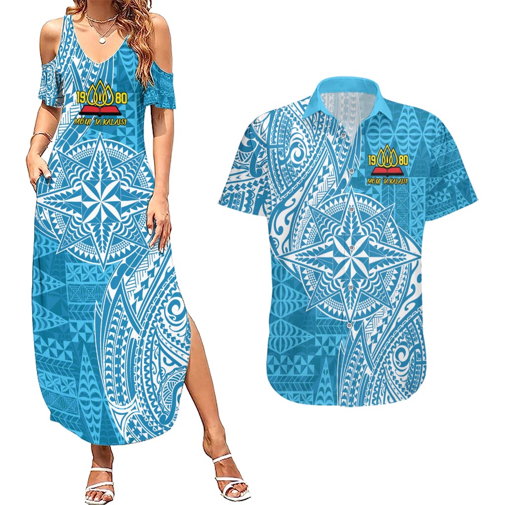 Personalised Tonga Lavengamalie College Couples Matching Summer Maxi Dress and Hawaiian Shirt Since 1980 Special Kupesi Pattern