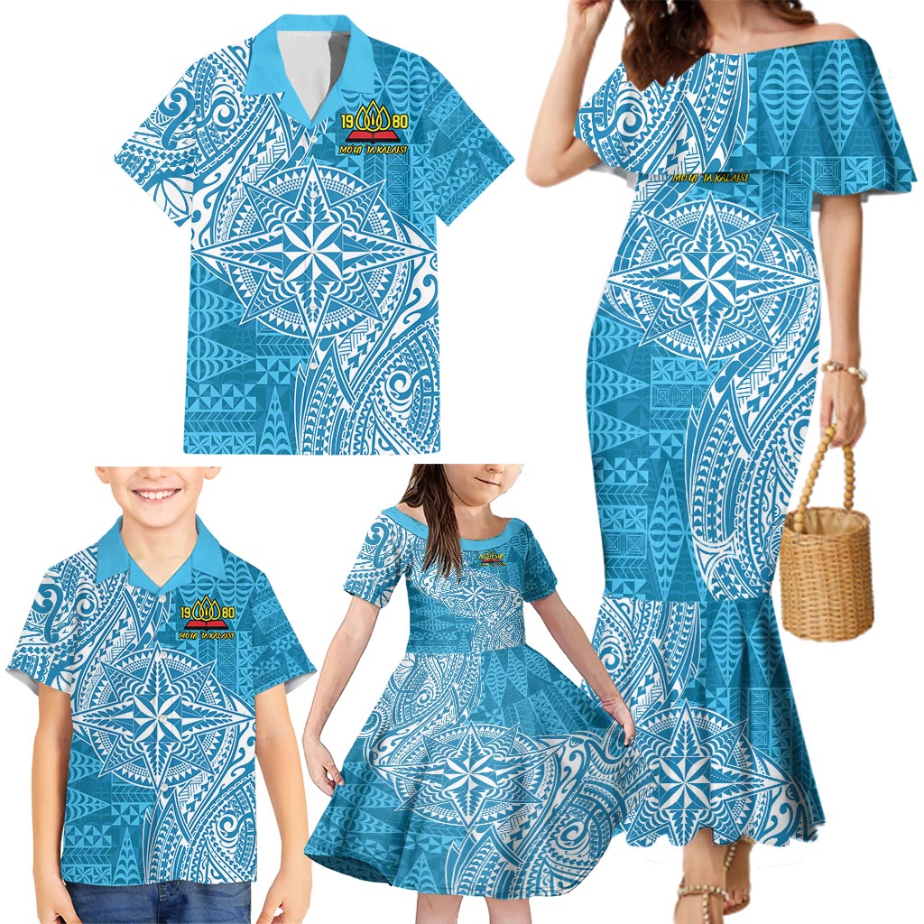 Personalised Tonga Lavengamalie College Family Matching Mermaid Dress and Hawaiian Shirt Since 1980 Special Kupesi Pattern LT9 - Polynesian Pride
