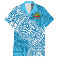 Personalised Tonga Lavengamalie College Family Matching Short Sleeve Bodycon Dress and Hawaiian Shirt Since 1980 Special Kupesi Pattern LT9 Dad's Shirt - Short Sleeve Blue - Polynesian Pride