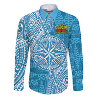 Personalised Tonga Lavengamalie College Family Matching Short Sleeve Bodycon Dress and Hawaiian Shirt Since 1980 Special Kupesi Pattern LT9 Dad's Shirt - Long Sleeve Blue - Polynesian Pride