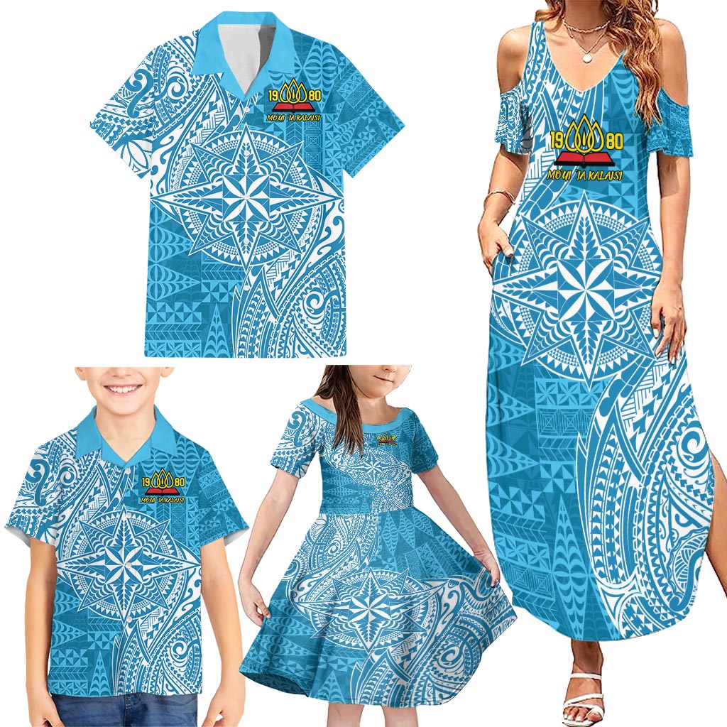 Personalised Tonga Lavengamalie College Family Matching Summer Maxi Dress and Hawaiian Shirt Since 1980 Special Kupesi Pattern LT9 - Polynesian Pride