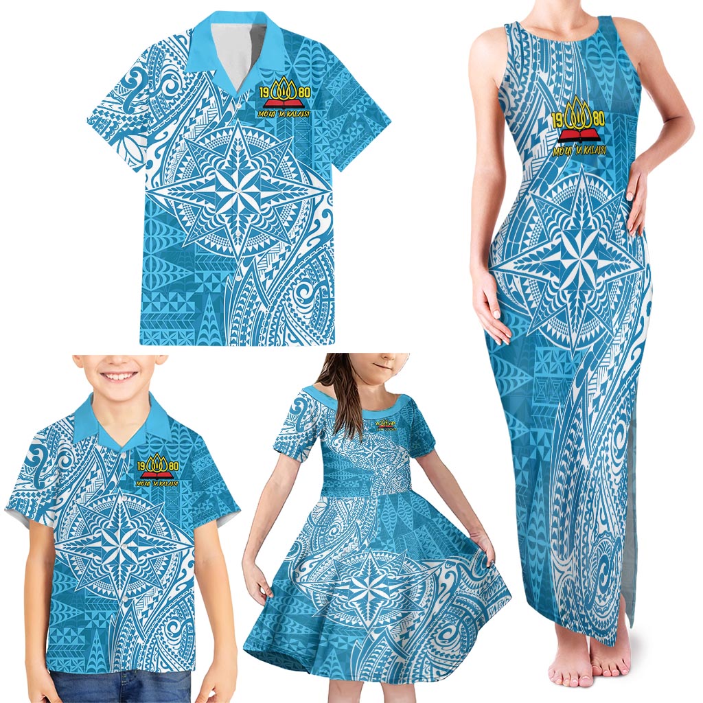 Personalised Tonga Lavengamalie College Family Matching Tank Maxi Dress and Hawaiian Shirt Since 1980 Special Kupesi Pattern LT9 - Polynesian Pride