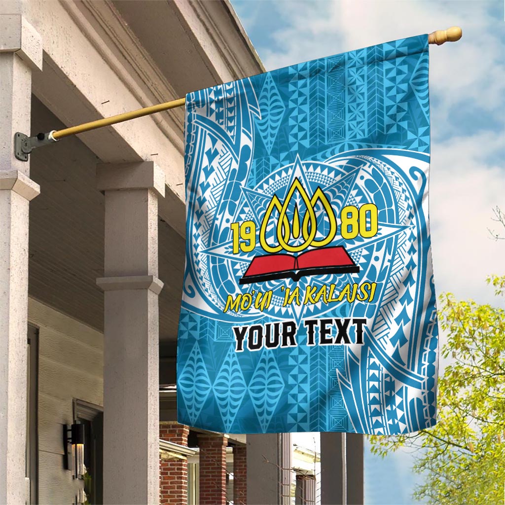 Personalised Tonga Lavengamalie College Garden Flag Since 1980 Special Kupesi Pattern LT9 House Flag Blue - Polynesian Pride