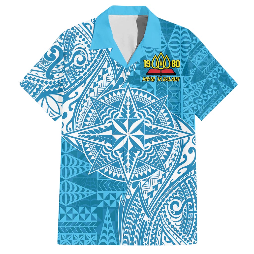 Personalised Tonga Lavengamalie College Hawaiian Shirt Since 1980 Special Kupesi Pattern LT9 Blue - Polynesian Pride