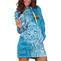 Personalised Tonga Lavengamalie College Hoodie Dress Since 1980 Special Kupesi Pattern LT9 Blue - Polynesian Pride