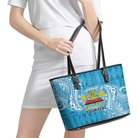 Personalised Tonga Lavengamalie College Leather Tote Bag Since 1980 Special Kupesi Pattern LT9 - Polynesian Pride