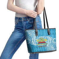 Personalised Tonga Lavengamalie College Leather Tote Bag Since 1980 Special Kupesi Pattern LT9 - Polynesian Pride