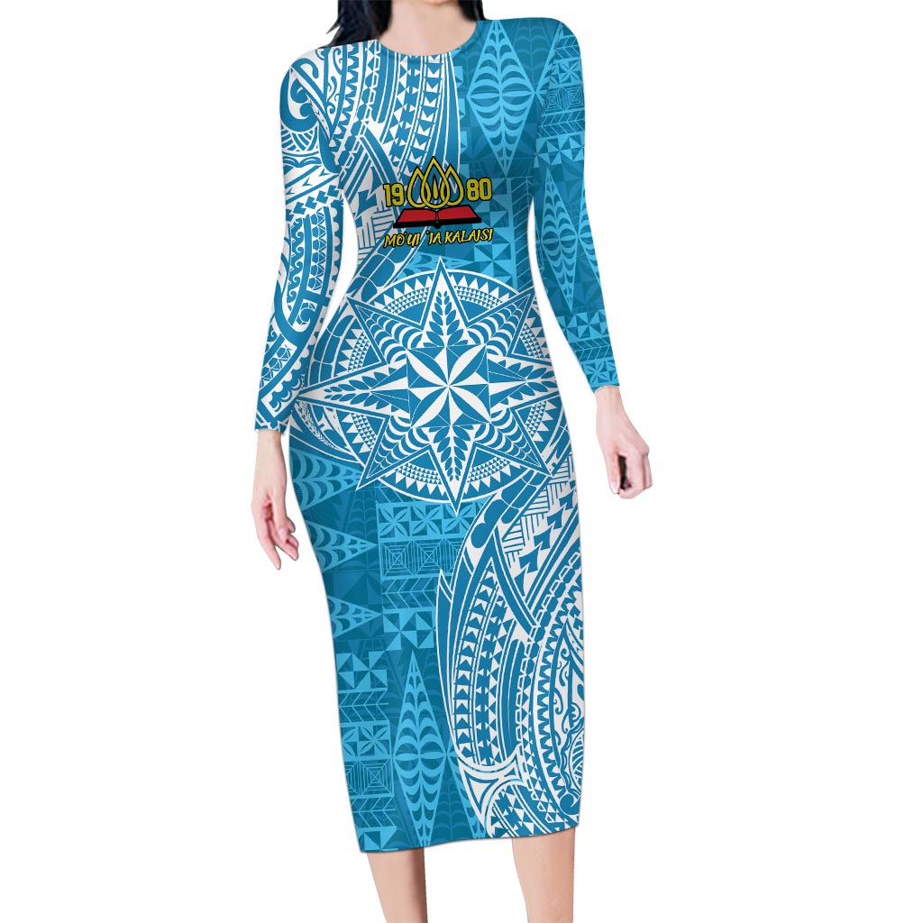 Personalised Tonga Lavengamalie College Long Sleeve Bodycon Dress Since 1980 Special Kupesi Pattern