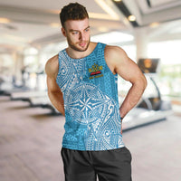 Personalised Tonga Lavengamalie College Men Tank Top Since 1980 Special Kupesi Pattern LT9 Blue - Polynesian Pride