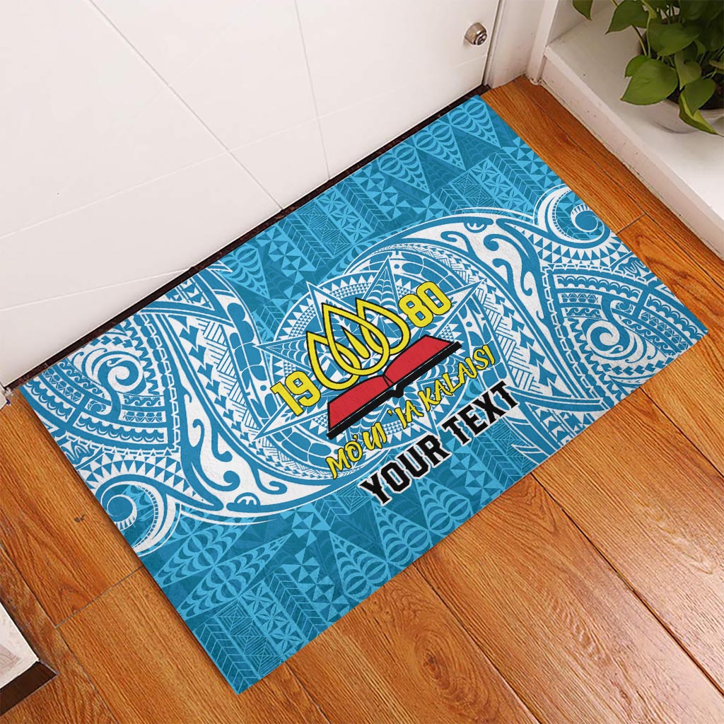 Personalised Tonga Lavengamalie College Rubber Doormat Since 1980 Special Kupesi Pattern LT9 - Polynesian Pride