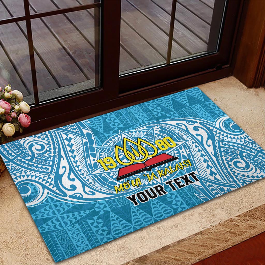 Personalised Tonga Lavengamalie College Rubber Doormat Since 1980 Special Kupesi Pattern LT9 - Polynesian Pride