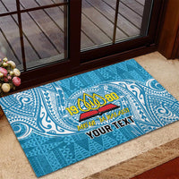 Personalised Tonga Lavengamalie College Rubber Doormat Since 1980 Special Kupesi Pattern LT9 - Polynesian Pride