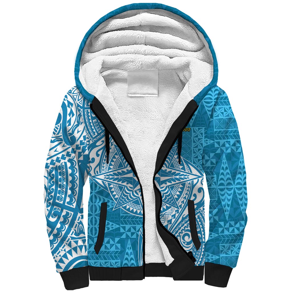 Personalised Tonga Lavengamalie College Sherpa Hoodie Since 1980 Special Kupesi Pattern LT9 Unisex Blue - Polynesian Pride
