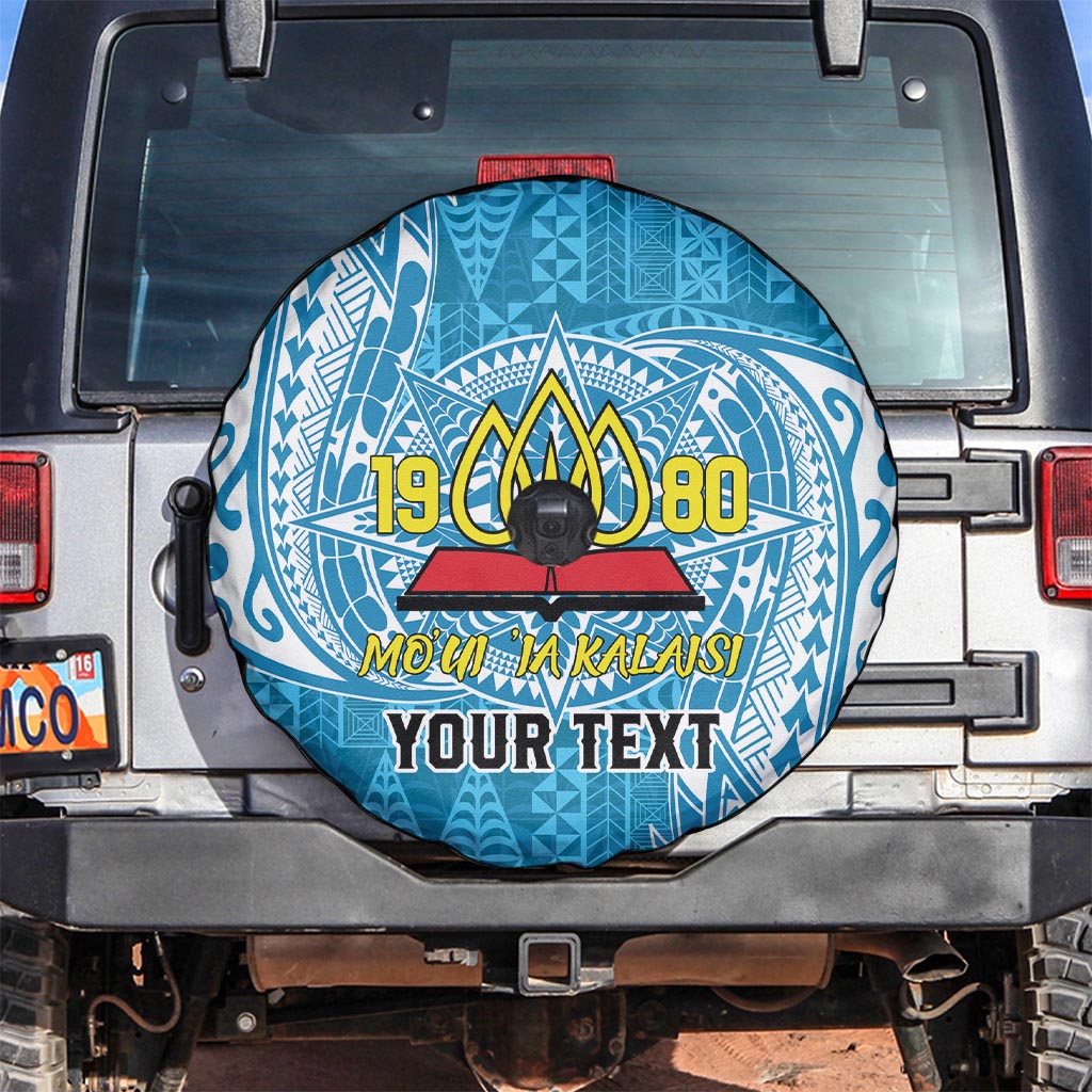Personalised Tonga Lavengamalie College Spare Tire Cover Since 1980 Special Kupesi Pattern LT9 Blue - Polynesian Pride