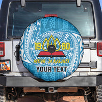 Personalised Tonga Lavengamalie College Spare Tire Cover Since 1980 Special Kupesi Pattern LT9 Blue - Polynesian Pride