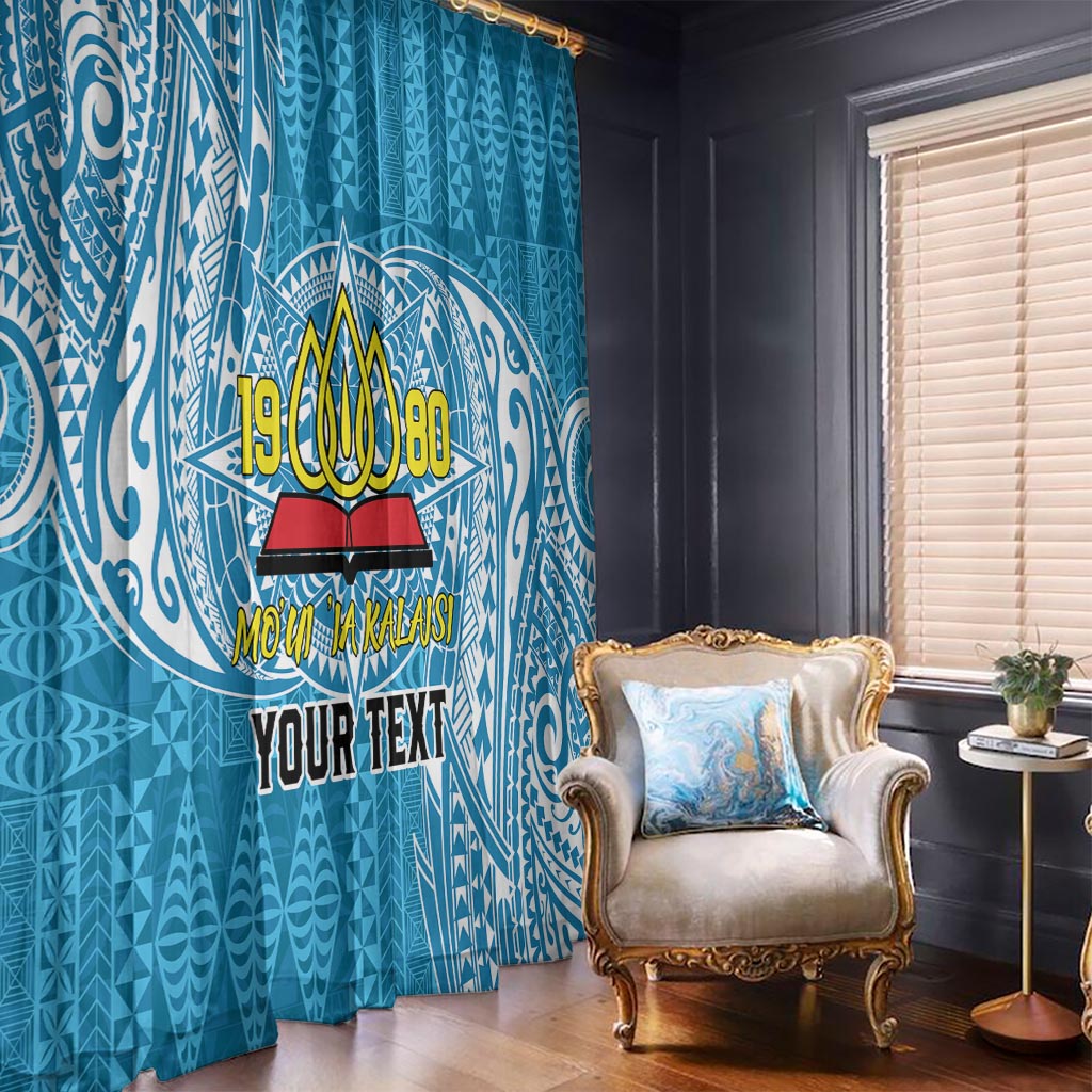 Personalised Tonga Lavengamalie College Window Curtain Since 1980 Special Kupesi Pattern LT9 - Polynesian Pride