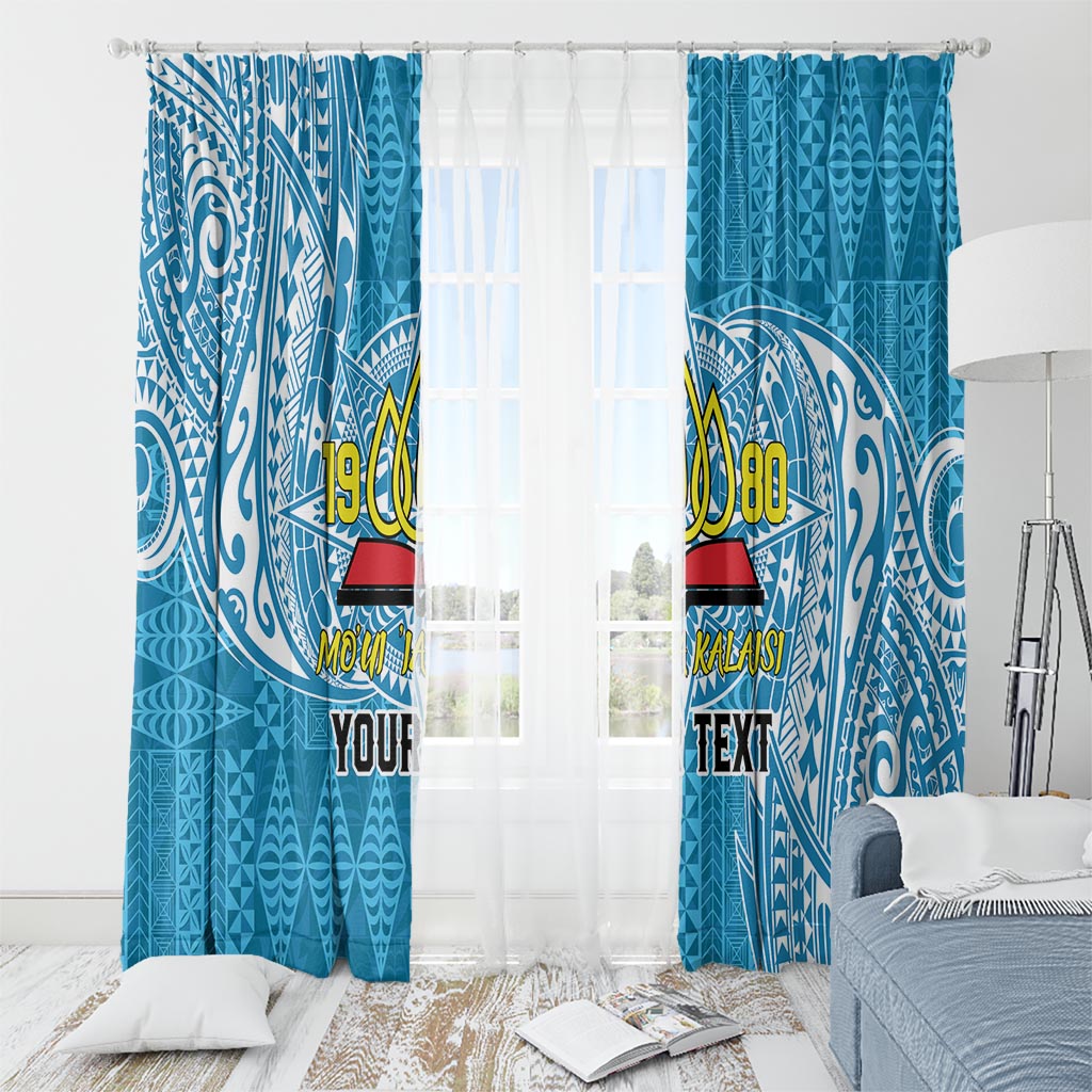 Personalised Tonga Lavengamalie College Window Curtain Since 1980 Special Kupesi Pattern LT9 - Polynesian Pride