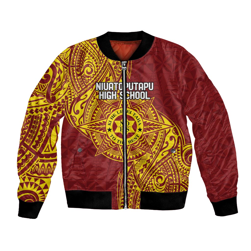 Personalised Tonga Niuatoputapu High School Bomber Jacket Special Kupesi Pattern LT9 Unisex Gold - Polynesian Pride