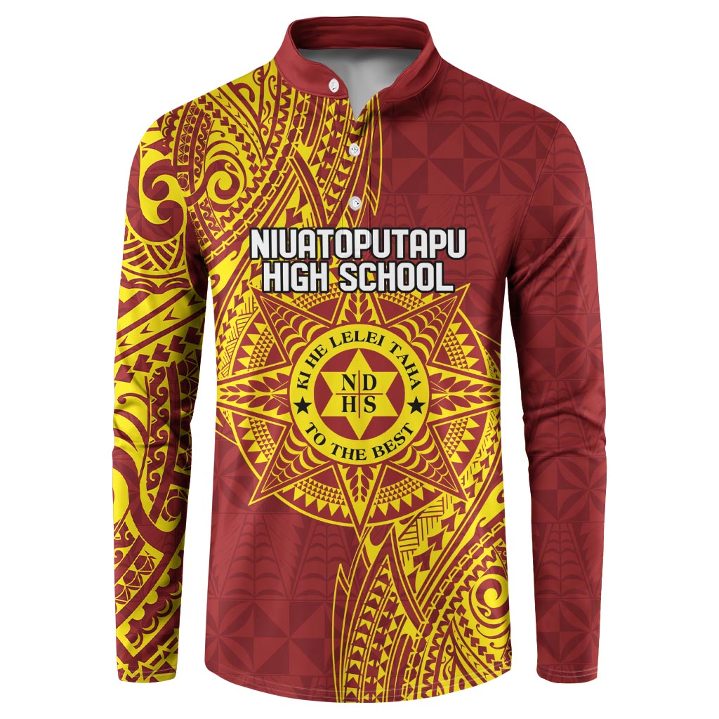 Personalised Tonga Niuatoputapu High School Button Sweatshirt Special Kupesi Pattern LT9 Gold - Polynesian Pride
