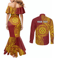 Personalised Tonga Niuatoputapu High School Couples Matching Mermaid Dress and Long Sleeve Button Shirt Special Kupesi Pattern LT9 - Polynesian Pride
