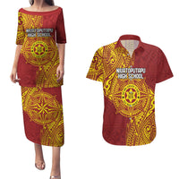 Personalised Tonga Niuatoputapu High School Couples Matching Puletasi and Hawaiian Shirt Special Kupesi Pattern LT9 Gold - Polynesian Pride