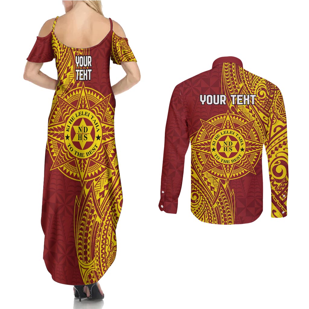 Personalised Tonga Niuatoputapu High School Couples Matching Summer Maxi Dress and Long Sleeve Button Shirt Special Kupesi Pattern LT9 - Polynesian Pride