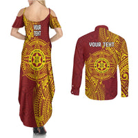 Personalised Tonga Niuatoputapu High School Couples Matching Summer Maxi Dress and Long Sleeve Button Shirt Special Kupesi Pattern LT9 - Polynesian Pride