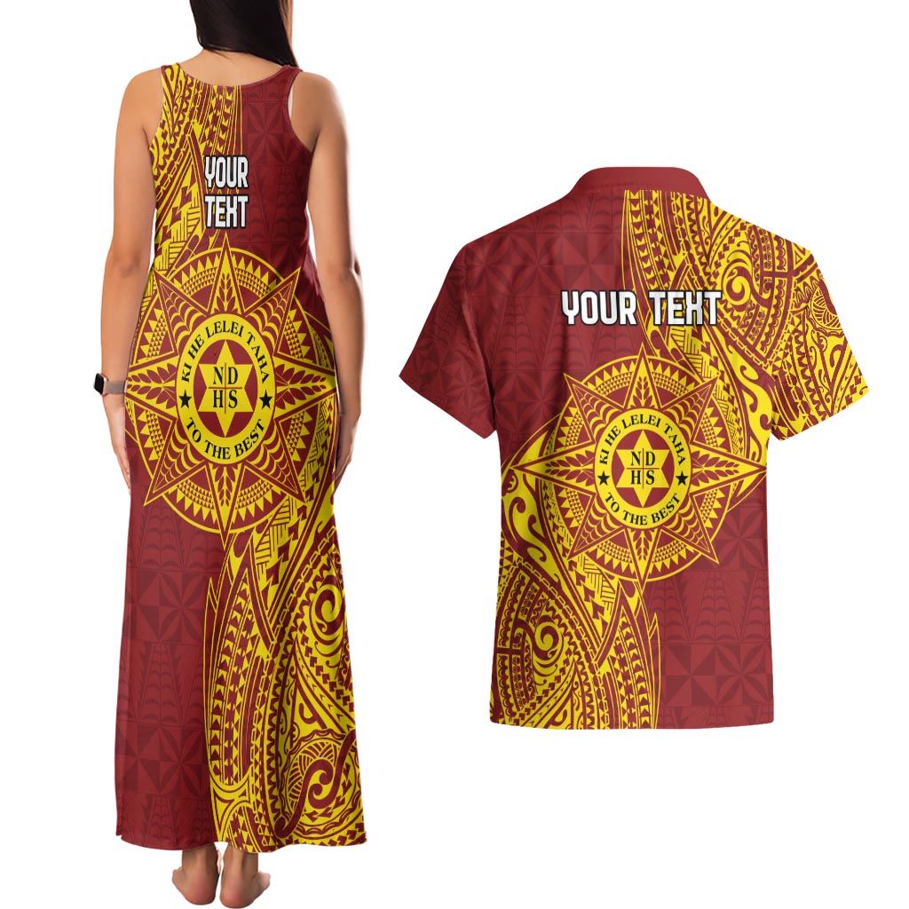 Personalised Tonga Niuatoputapu High School Couples Matching Tank Maxi Dress and Hawaiian Shirt Special Kupesi Pattern LT9 - Polynesian Pride