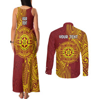 Personalised Tonga Niuatoputapu High School Couples Matching Tank Maxi Dress and Long Sleeve Button Shirt Special Kupesi Pattern LT9 - Polynesian Pride