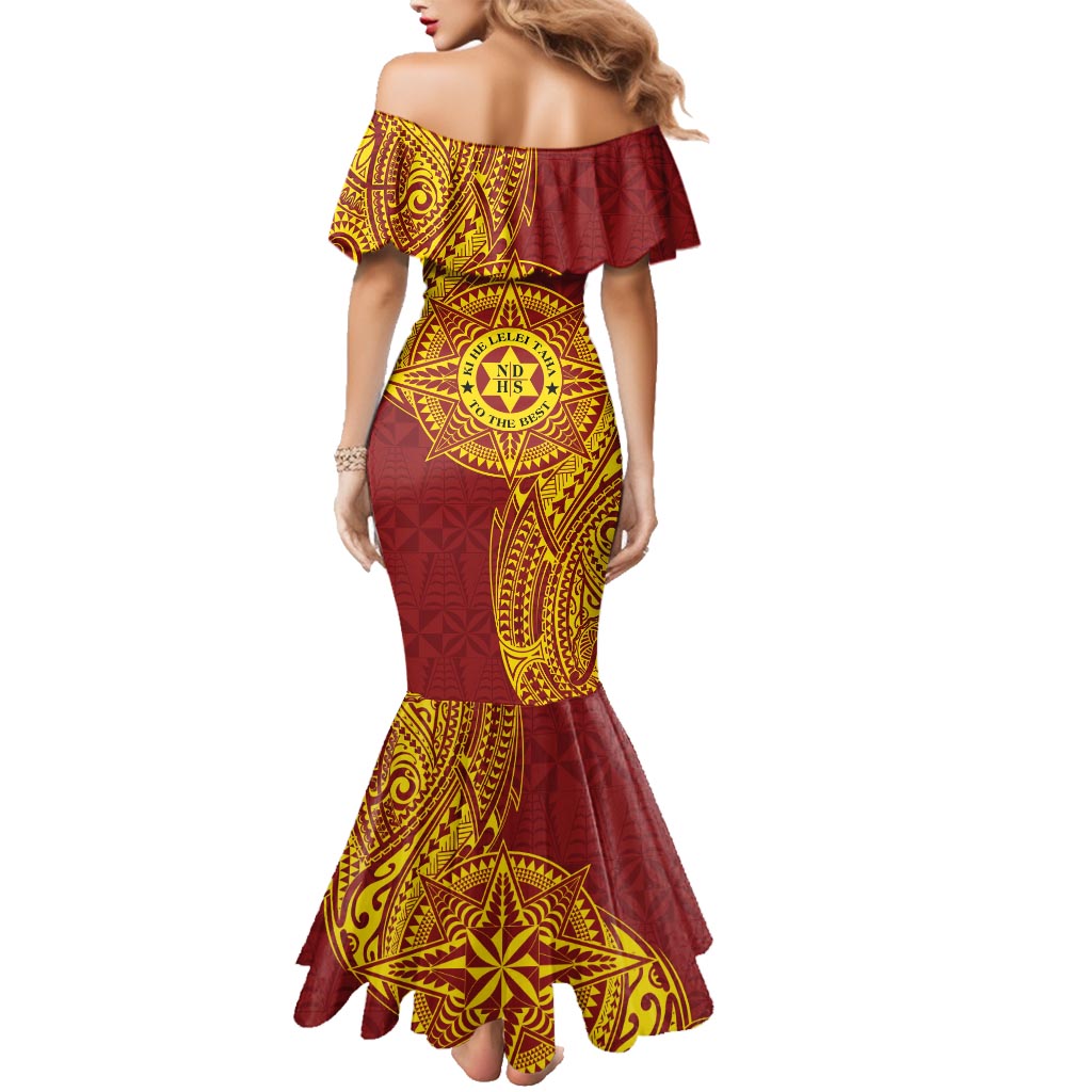 Personalised Tonga Niuatoputapu High School Family Matching Mermaid Dress and Hawaiian Shirt Special Kupesi Pattern