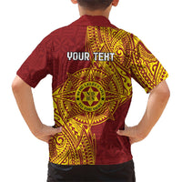 Personalised Tonga Niuatoputapu High School Family Matching Short Sleeve Bodycon Dress and Hawaiian Shirt Special Kupesi Pattern
