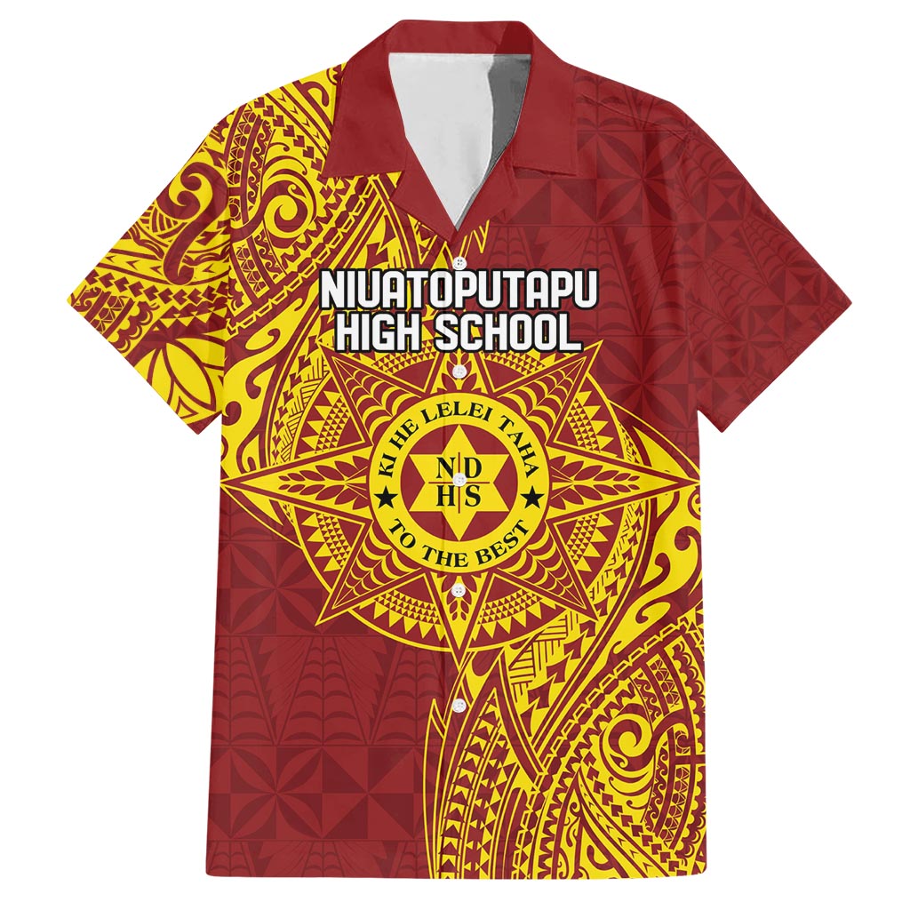 Personalised Tonga Niuatoputapu High School Family Matching Short Sleeve Bodycon Dress and Hawaiian Shirt Special Kupesi Pattern